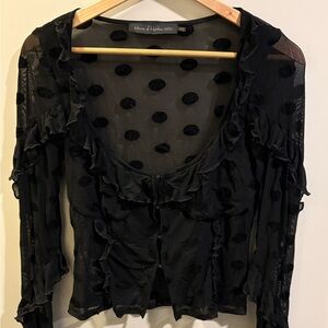 House of Harlow Sheer Black Polka Dot Blouse